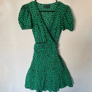 URBAN OUTFITTERS Green Cheetah Print Dress -- Size XS